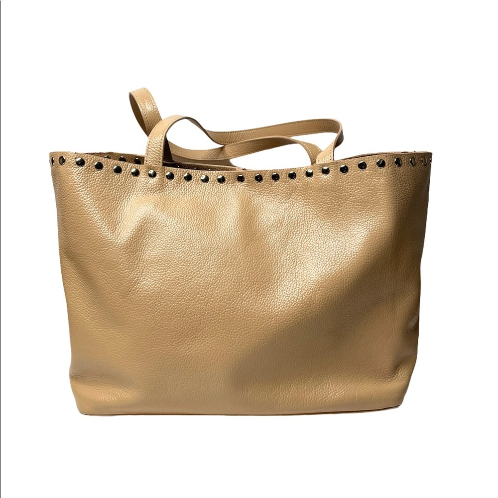 Laggo | Remy Studded Leather Beige Tote Bag